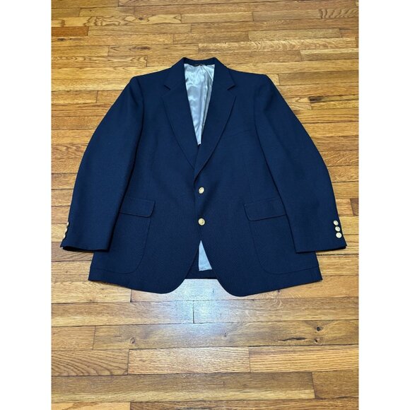 Adams Row Mens Sport Coat Size 43R Blue Poly Wool Two Button Blazer Jacket - Picture 1 of 10